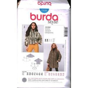 Burda Style 7131 Sewing Pattern Womens Loose Jacket Coat Size 10-22 cut